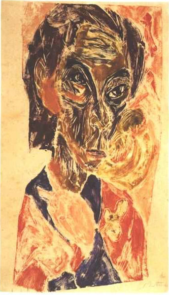 Ernst Ludwig Kirchner Head of a sick man - Selfportrait